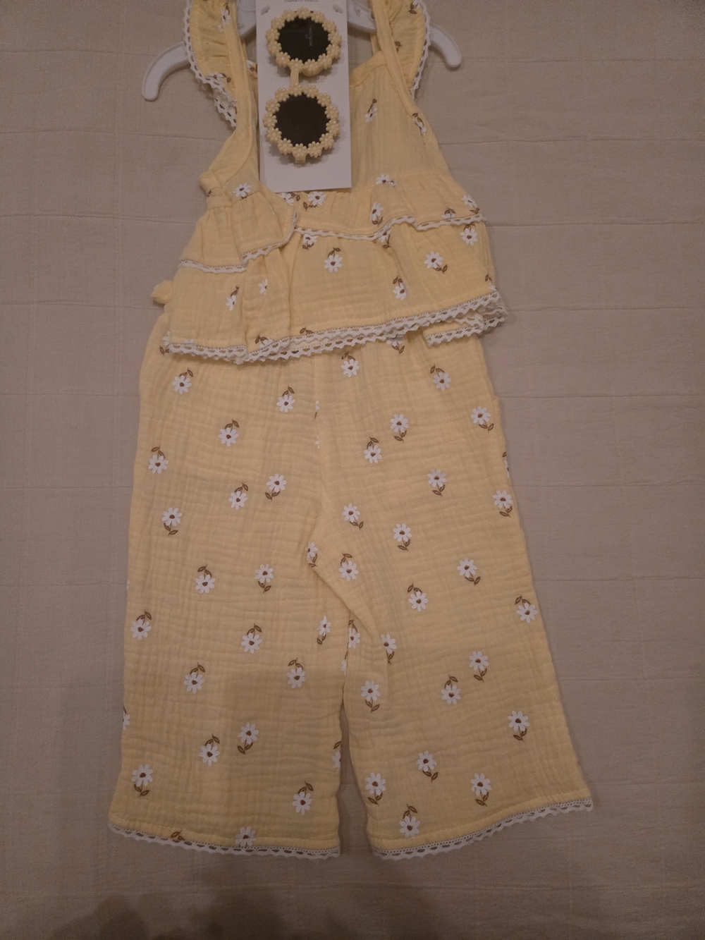 Rachel Zoe Girls Yellow Floral Cotton Ruffle Sleeve Pant Set🌼🕶🌼